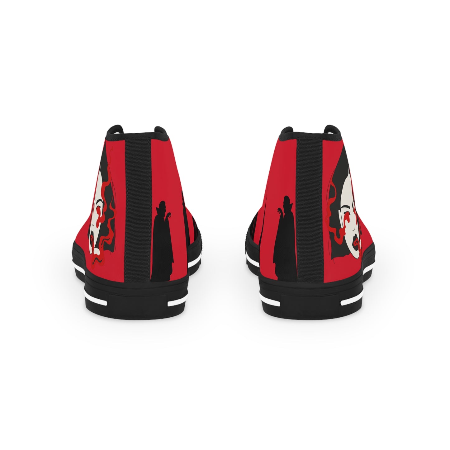 Men's Devil Dandy High Top Sneakers — Red & Black Skate-Style Men's Sneakers with Graphic Side Art