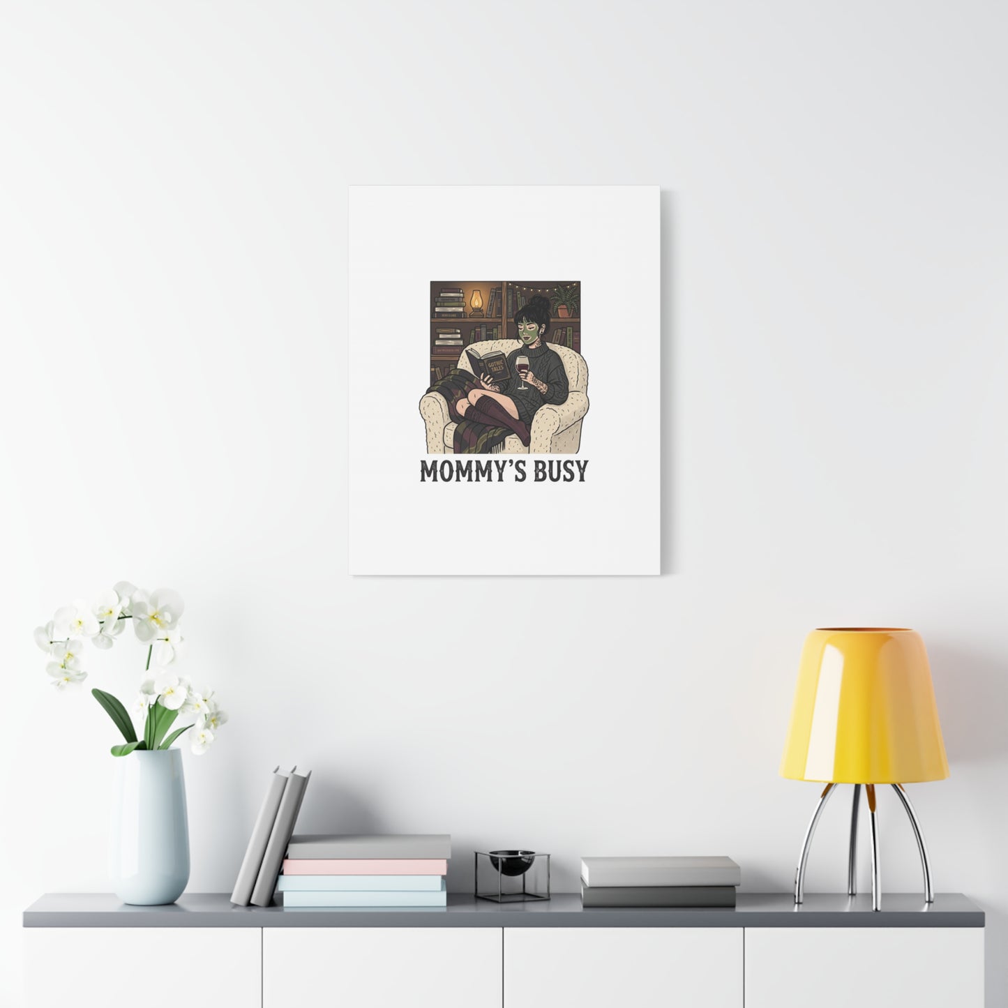 Mommy's Busy Reading Canvas, Book Lover Wall Art | Cozy Reader, Dark Academia
