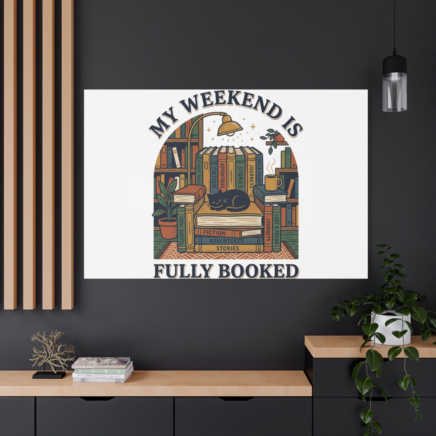 My Weekend Is Fully Booked Canvas | Book Lover, Cozy Reader Art