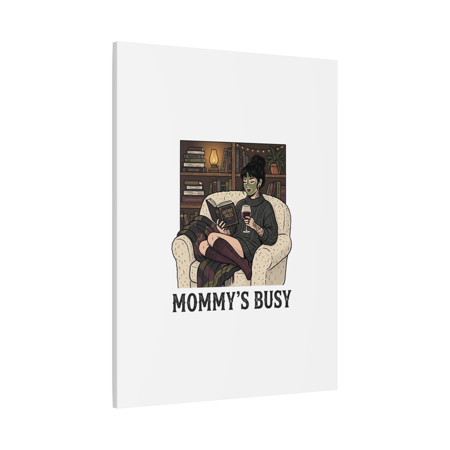 Mommy's Busy Reading Canvas, Book Lover Wall Art | Cozy Reader, Dark Academia