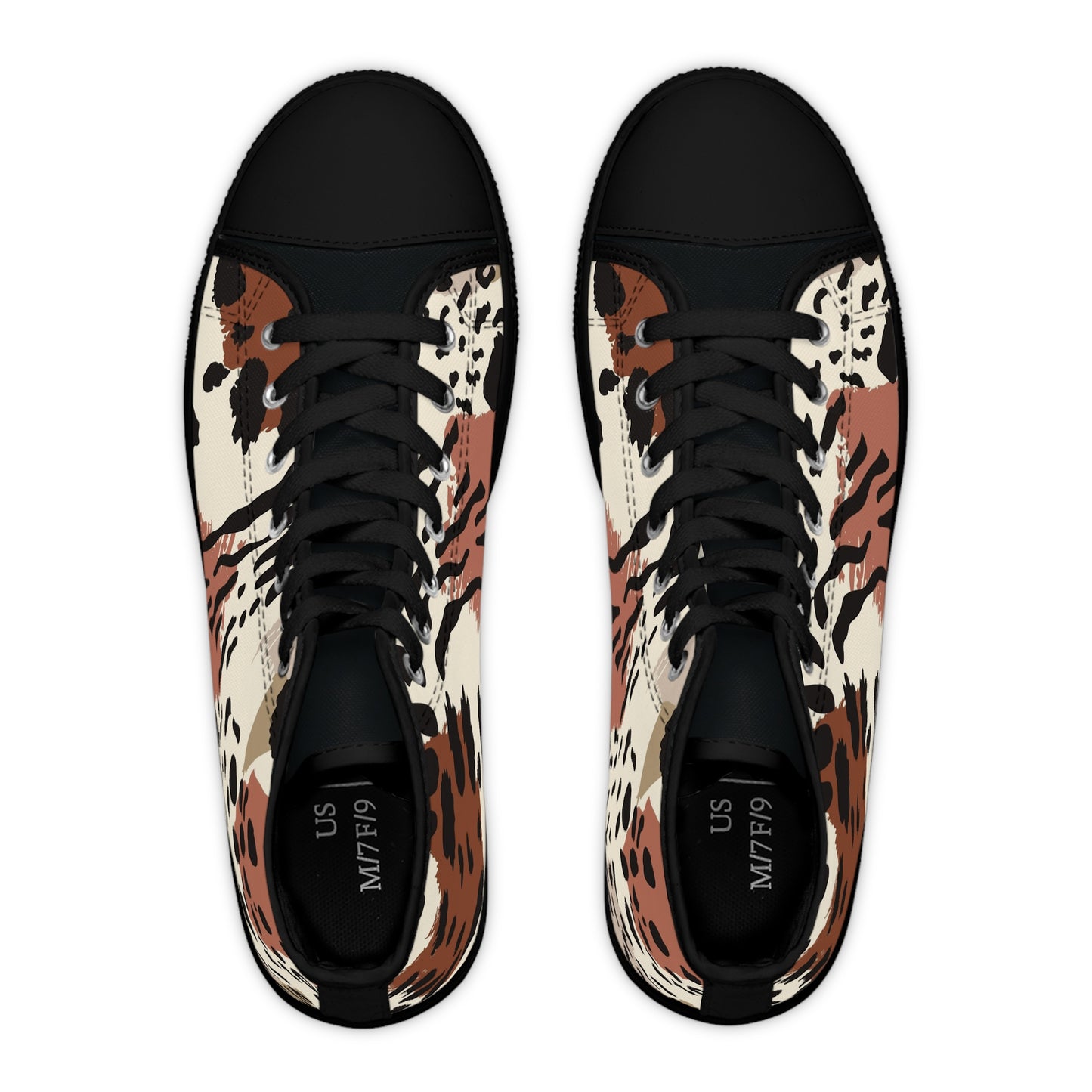 Women's Bougie In Brown High Top Sneakers — Neutral Mixed Animal Print Canvas Sneakers