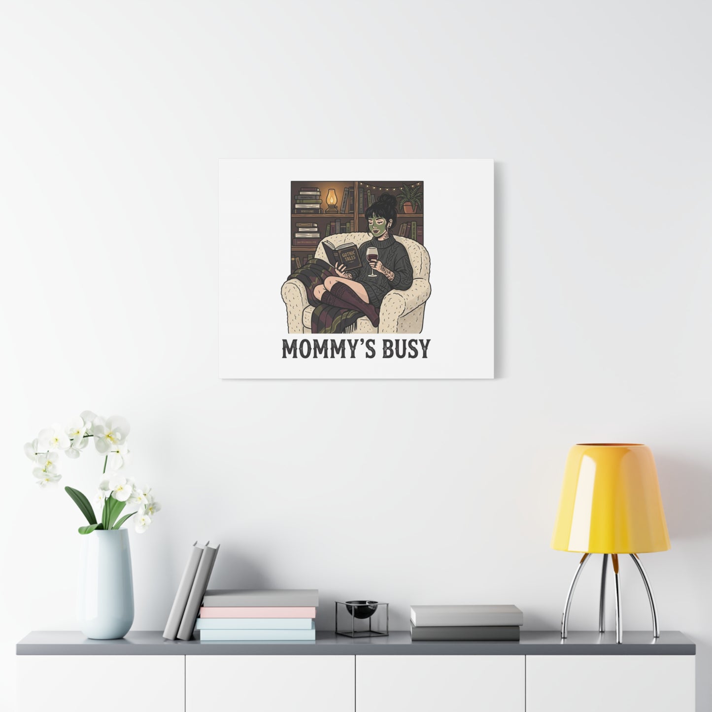 Mommy's Busy Reading Canvas, Book Lover Wall Art | Cozy Reader, Dark Academia