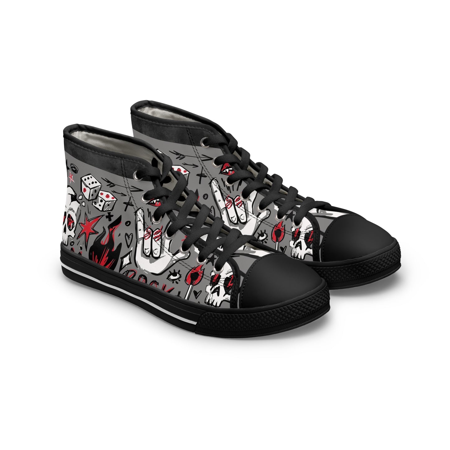 Women's Not A Phase High Top Sneakers — Rock Skull Punk Graphic Canvas Shoes