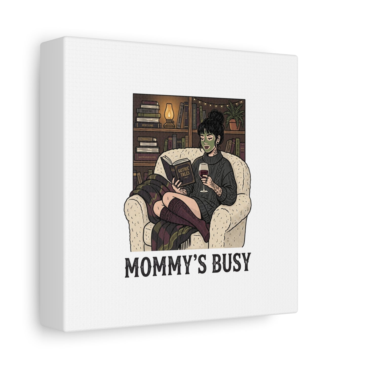 Mommy's Busy Reading Canvas, Book Lover Wall Art | Cozy Reader, Dark Academia