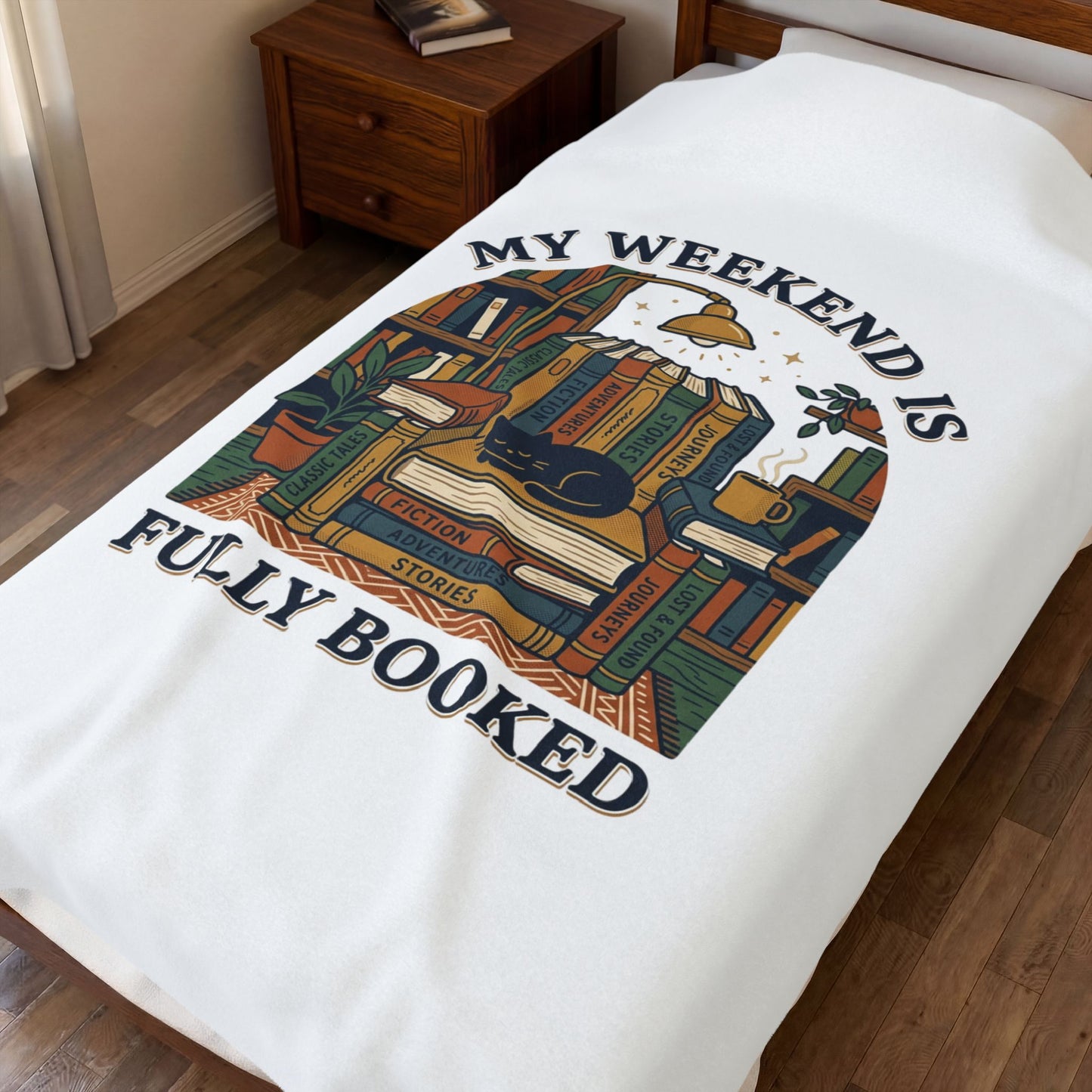 Fully Booked Velveteen Plush Blanket | Book Lover, Cozy Reader