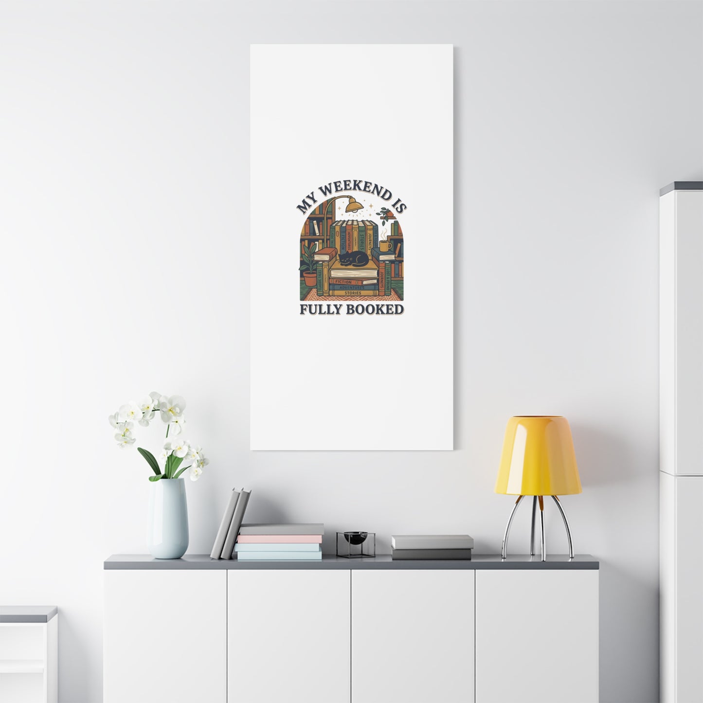 My Weekend Is Fully Booked Canvas | Book Lover, Cozy Reader Art