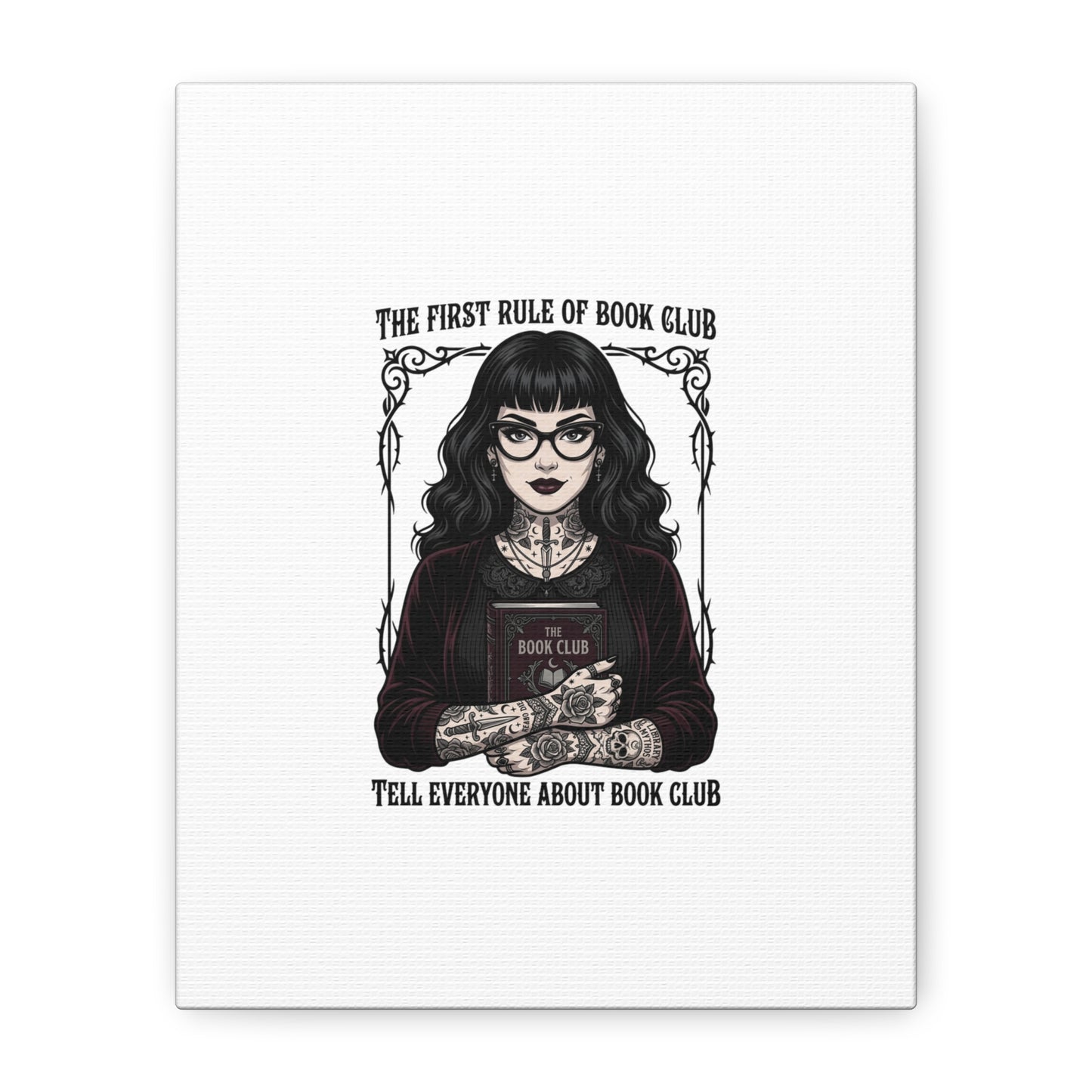 Book Club Rule Canvas | Book Lover, Dark Academia Reading Decor
