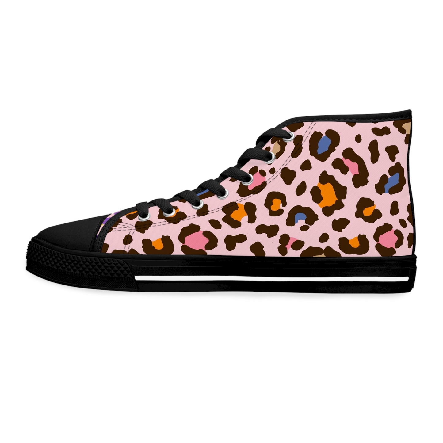 Women's Pretty In Pink High Top Sneakers — Pink Leopard Print Canvas Shoes