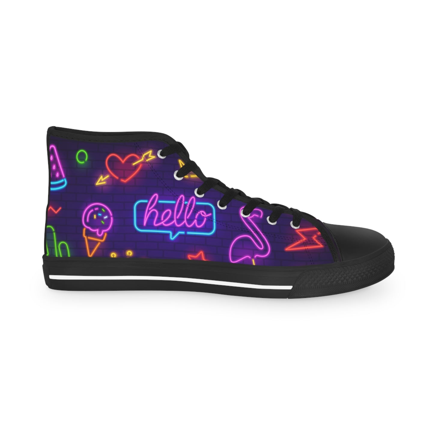 Men's Good Vibes Good Times High Top Sneakers — Neon 'Good Vibes' Street Style Men's Sneakers