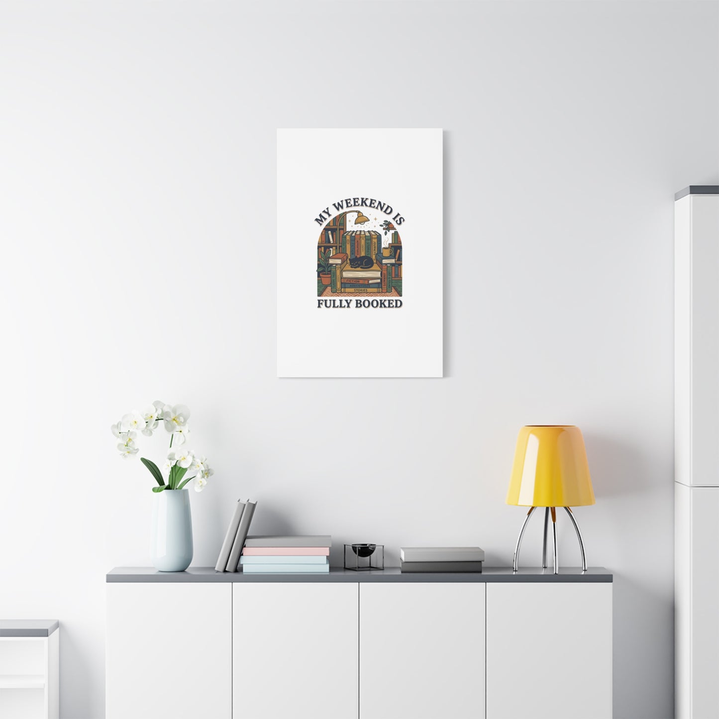 My Weekend Is Fully Booked Canvas | Book Lover, Cozy Reader Art
