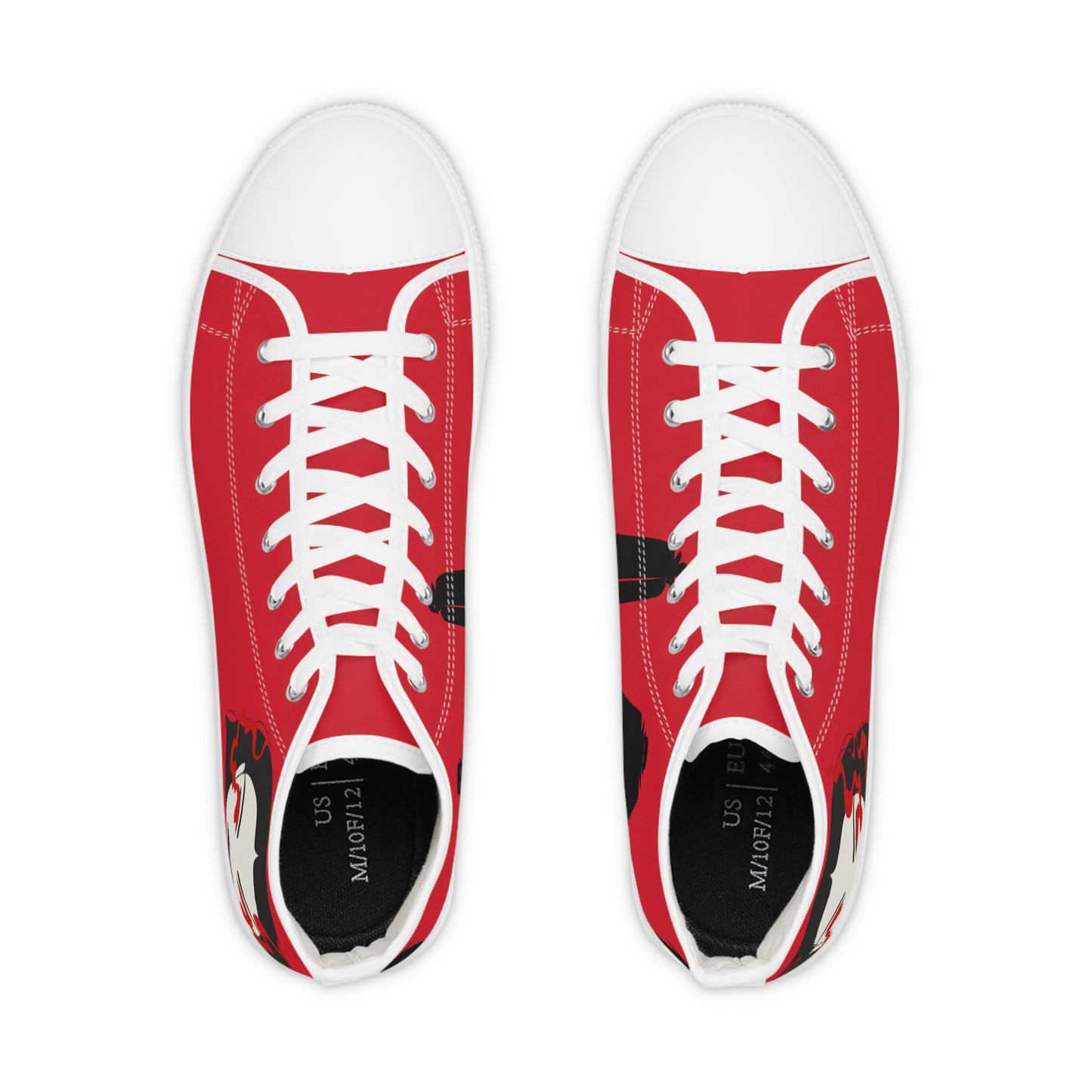 Men's Devil Dandy High Top Sneakers — Red & Black Skate-Style Men's Sneakers with Graphic Side Art
