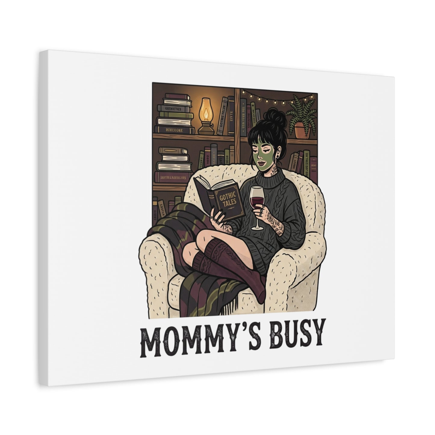 Mommy's Busy Reading Canvas, Book Lover Wall Art | Cozy Reader, Dark Academia