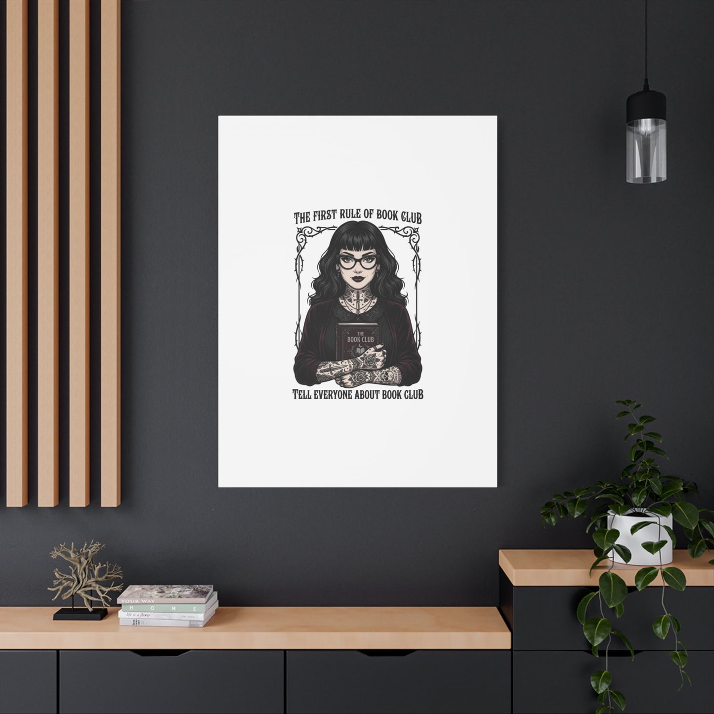 Book Club Rule Canvas | Book Lover, Dark Academia Reading Decor