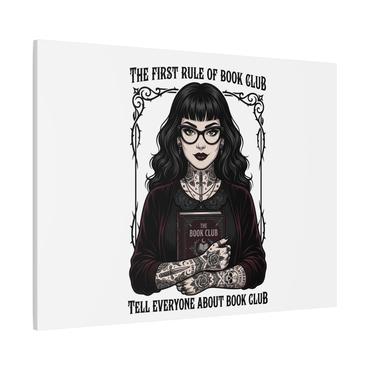 Book Club Rule Canvas | Book Lover, Dark Academia Reading Decor