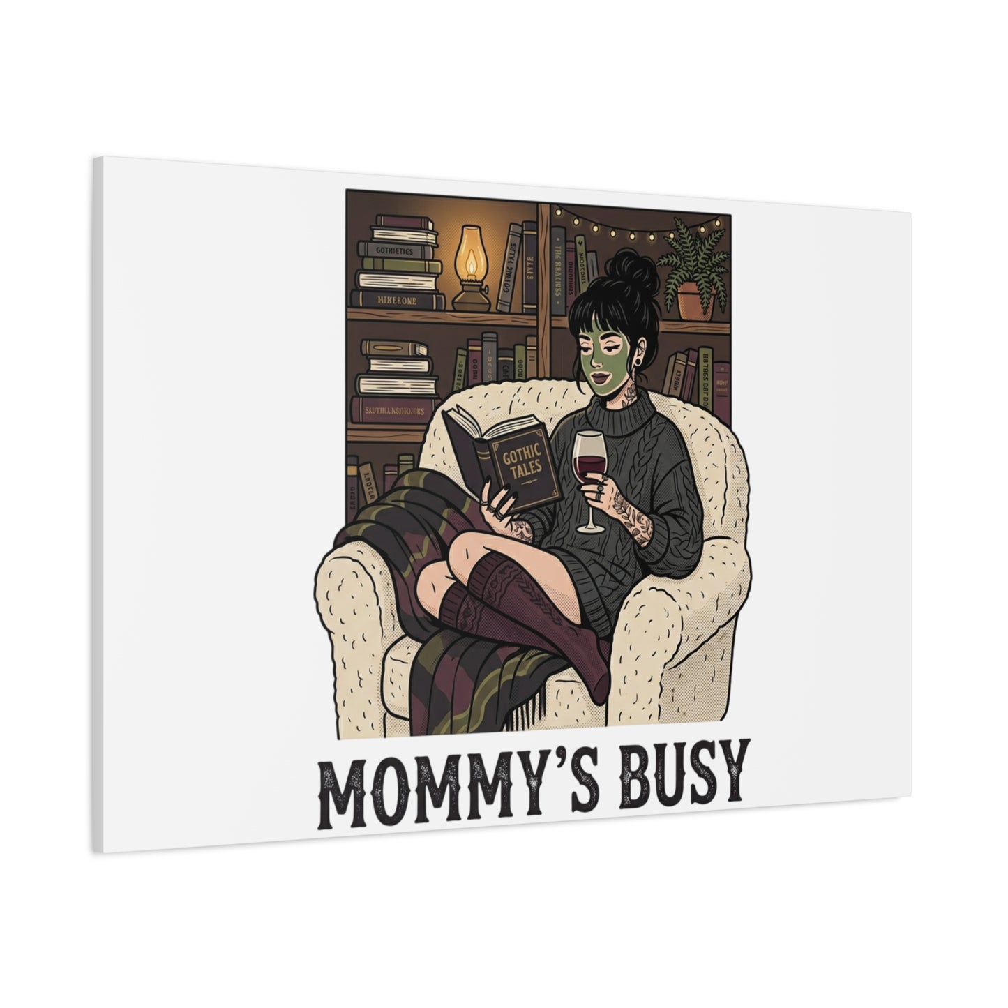 Mommy's Busy Reading Canvas, Book Lover Wall Art | Cozy Reader, Dark Academia