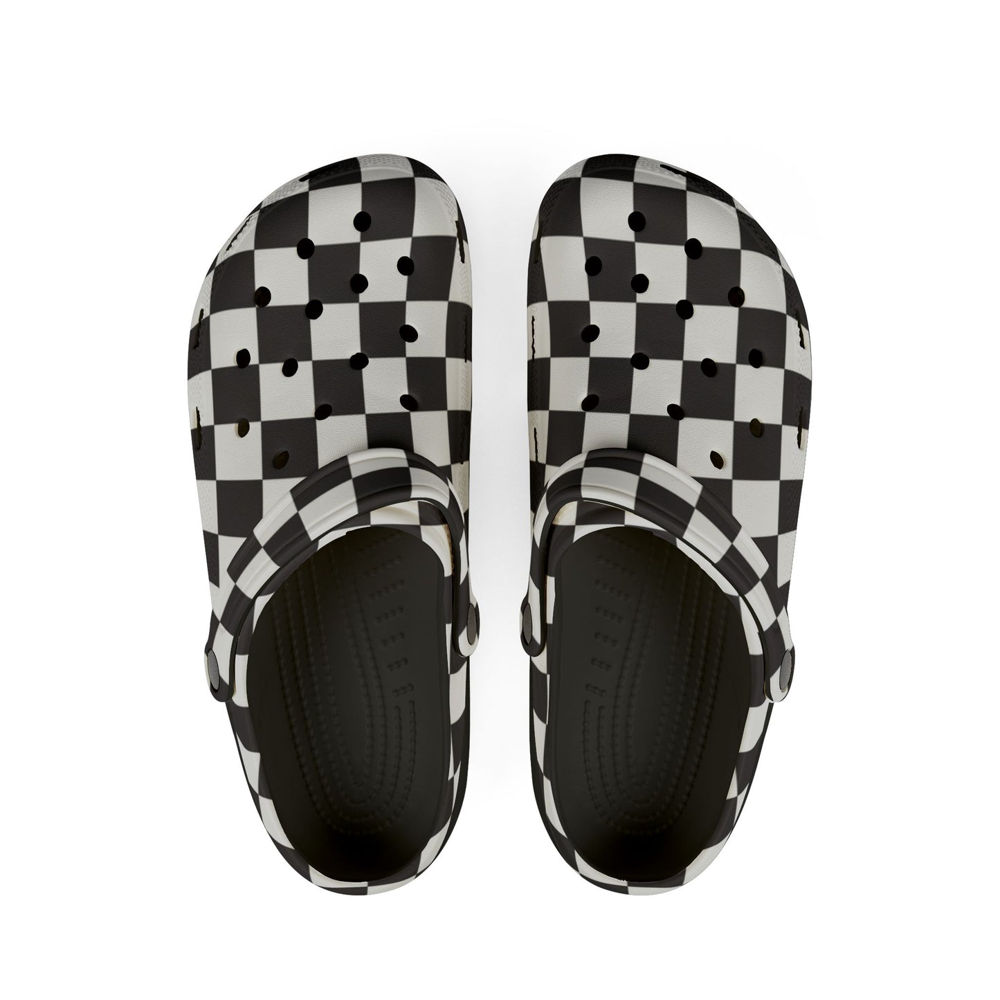 Unisex Checkerboard EVA Clogs - Black & White Slip-On Foam Shoes