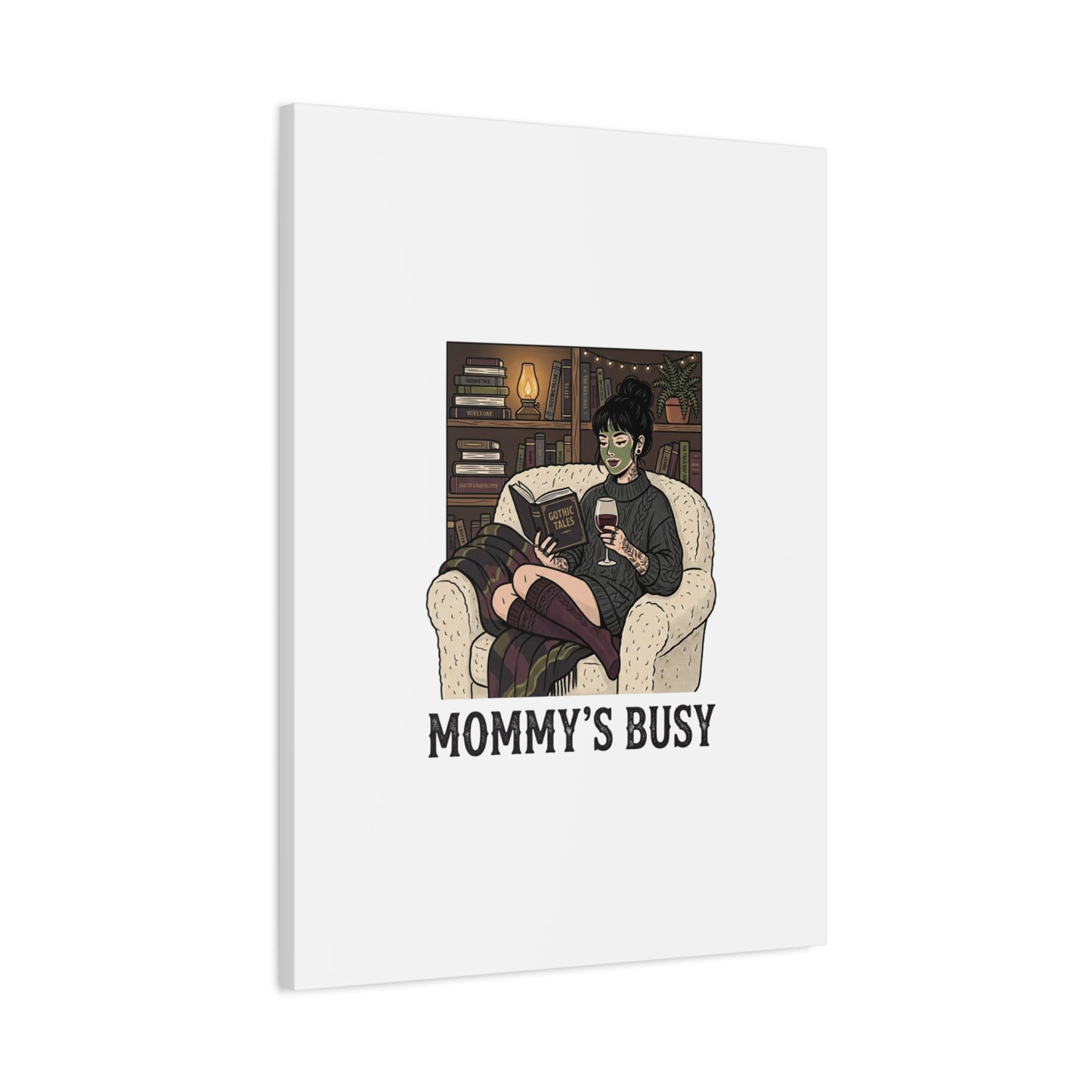 Mommy's Busy Reading Canvas, Book Lover Wall Art | Cozy Reader, Dark Academia