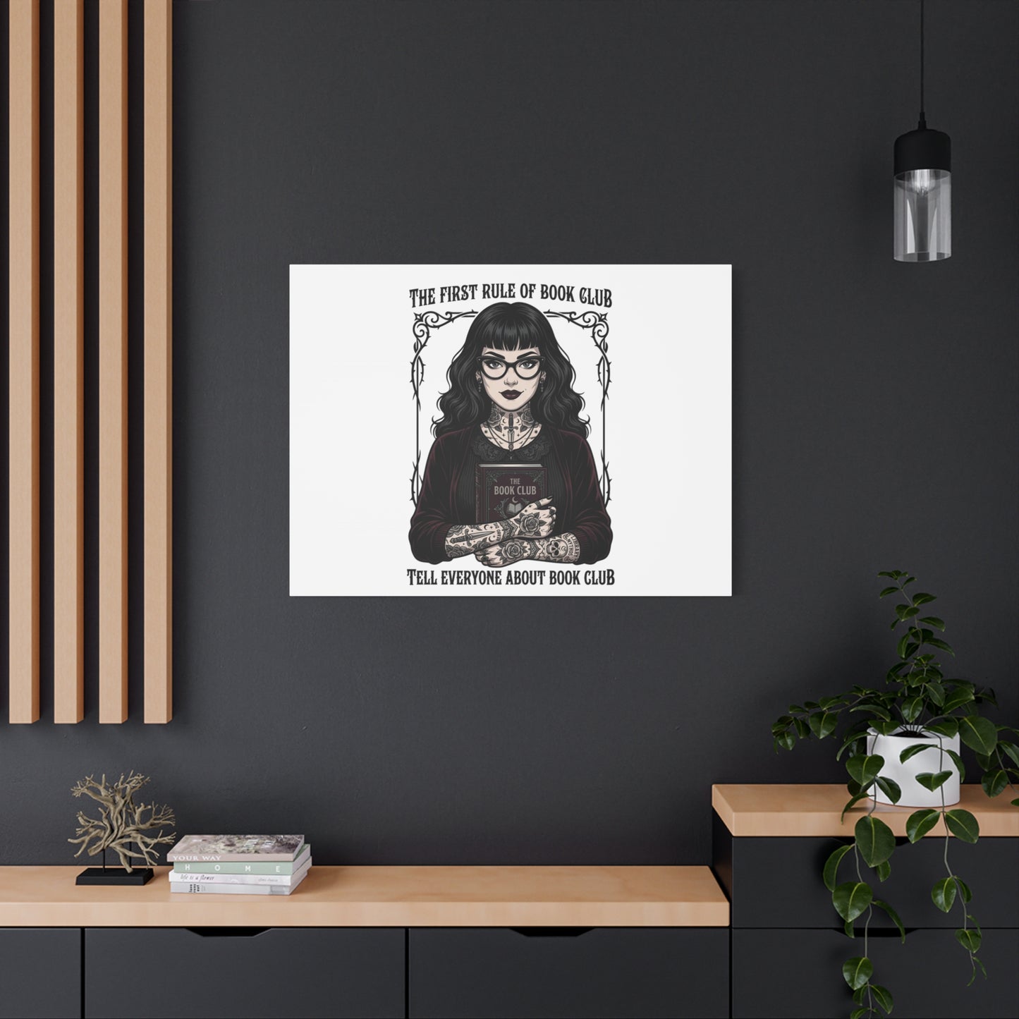 Book Club Rule Canvas | Book Lover, Dark Academia Reading Decor