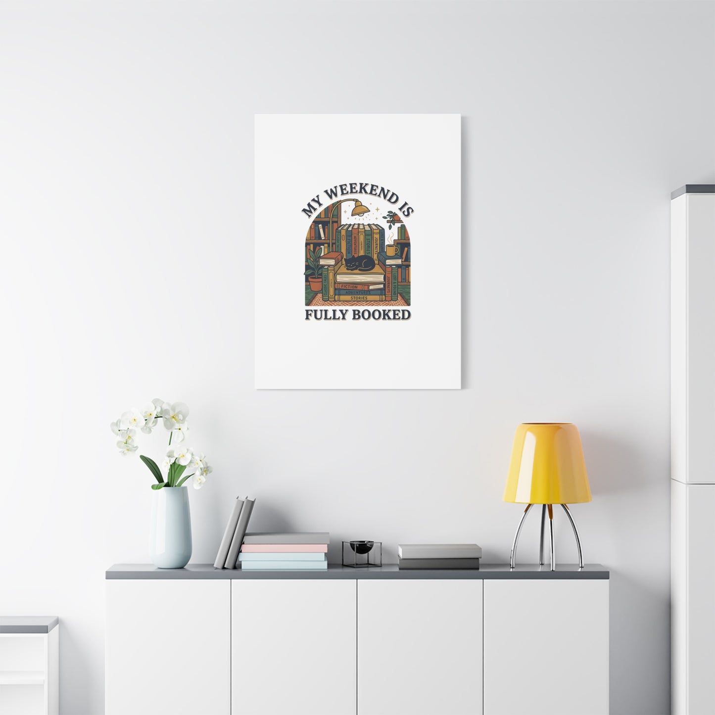 My Weekend Is Fully Booked Canvas | Book Lover, Cozy Reader Art