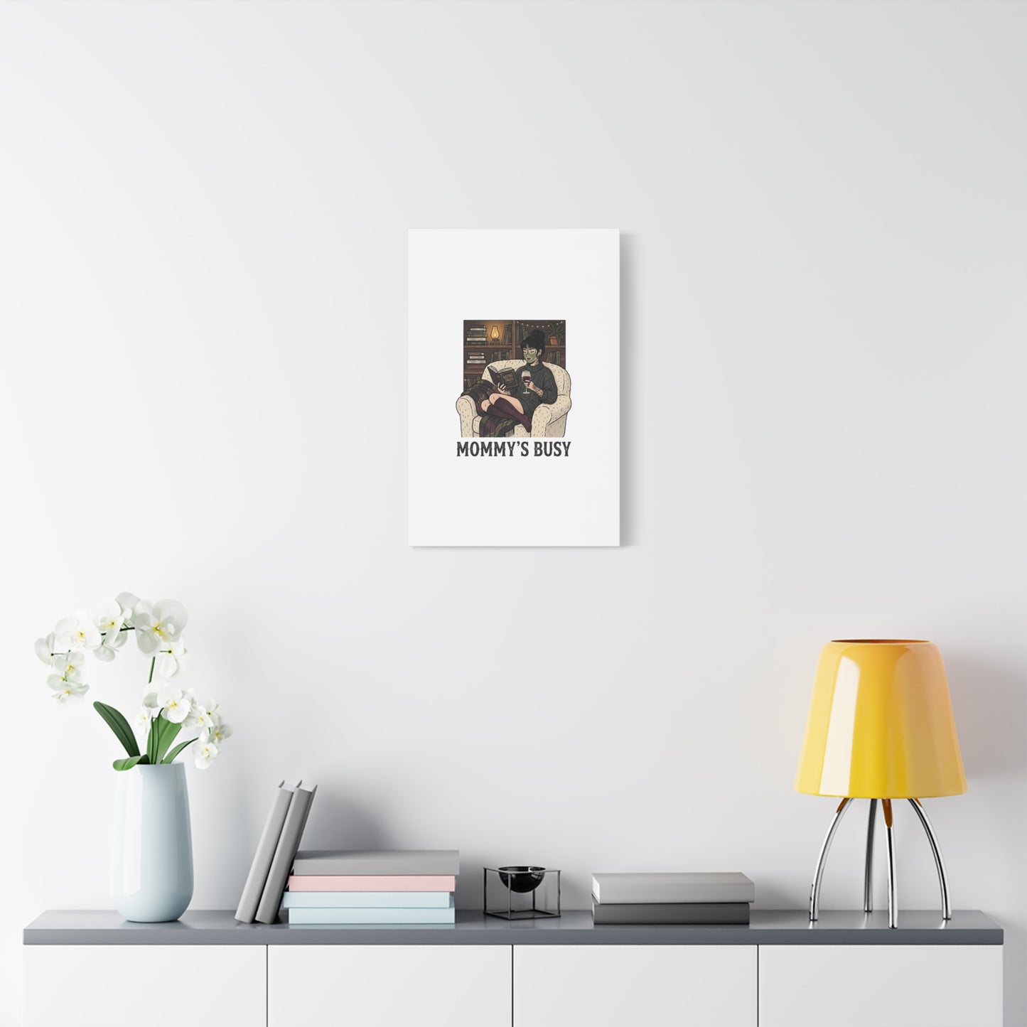 Mommy's Busy Reading Canvas, Book Lover Wall Art | Cozy Reader, Dark Academia