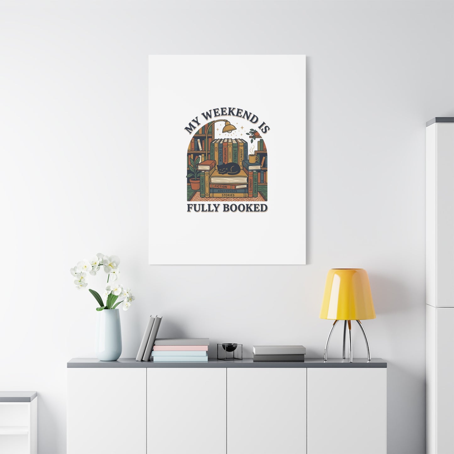 My Weekend Is Fully Booked Canvas | Book Lover, Cozy Reader Art