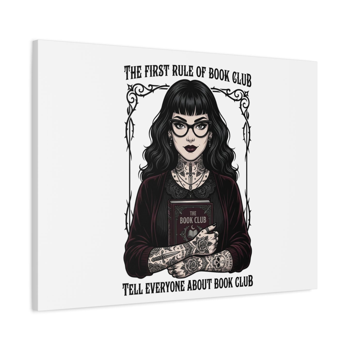 Book Club Rule Canvas | Book Lover, Dark Academia Reading Decor