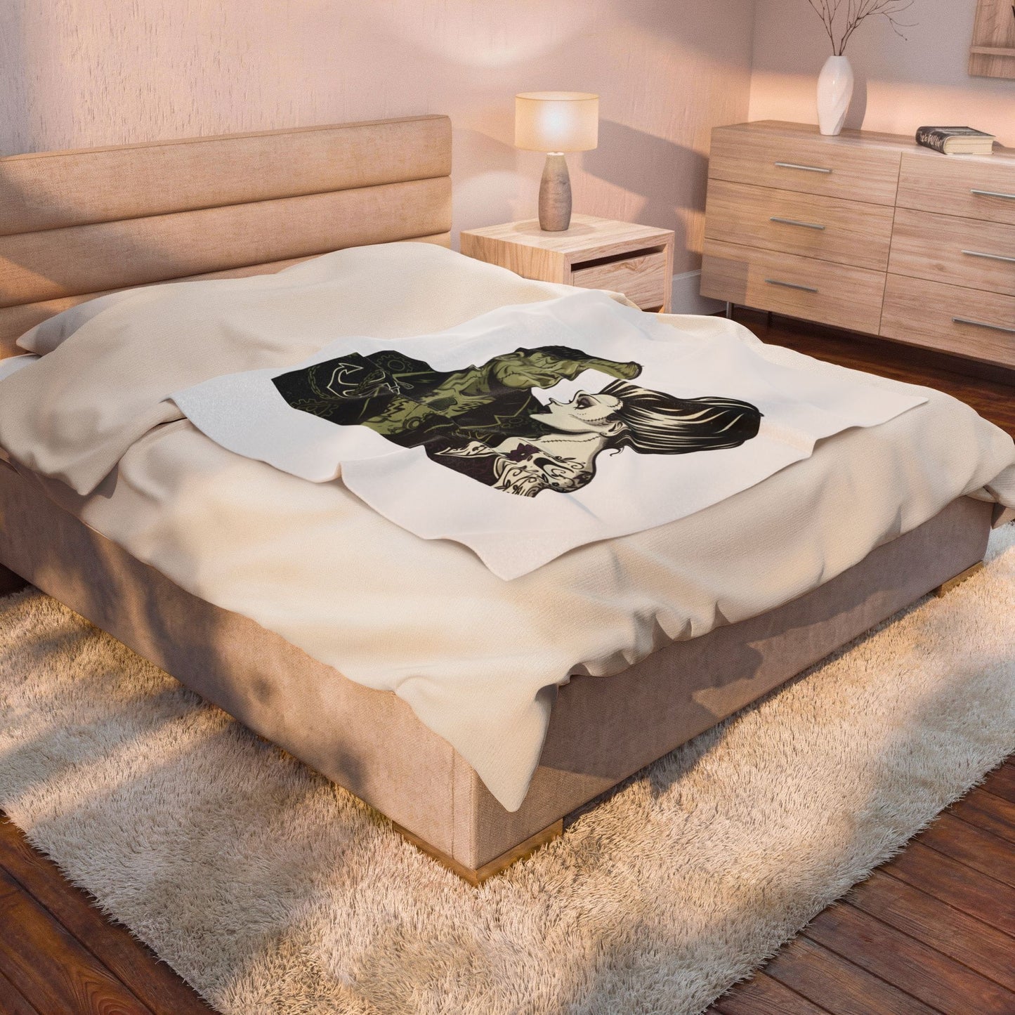 Monster love Plush Blanket | Grunge Plaid Revival, 90s Rock Patchwork