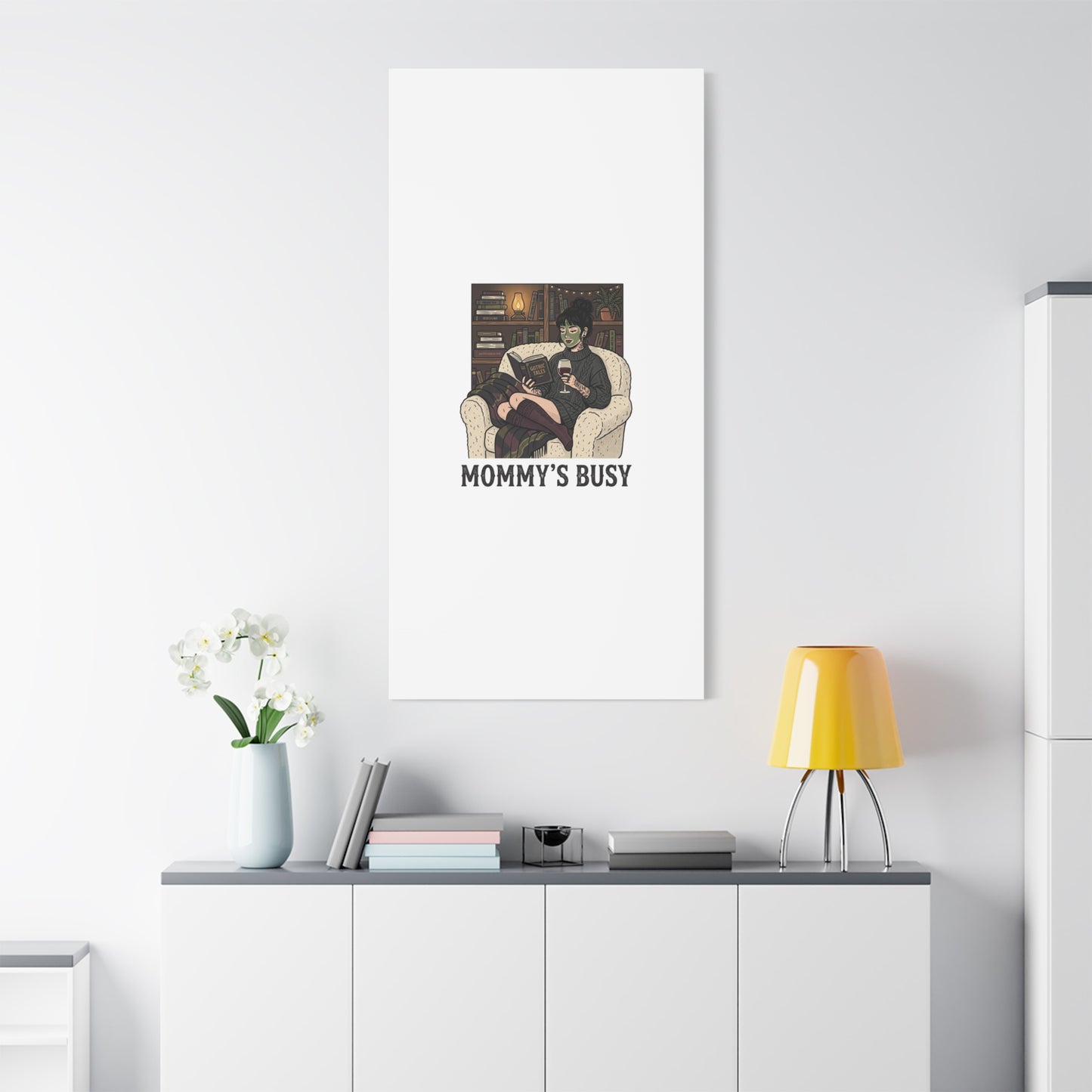 Mommy's Busy Reading Canvas, Book Lover Wall Art | Cozy Reader, Dark Academia