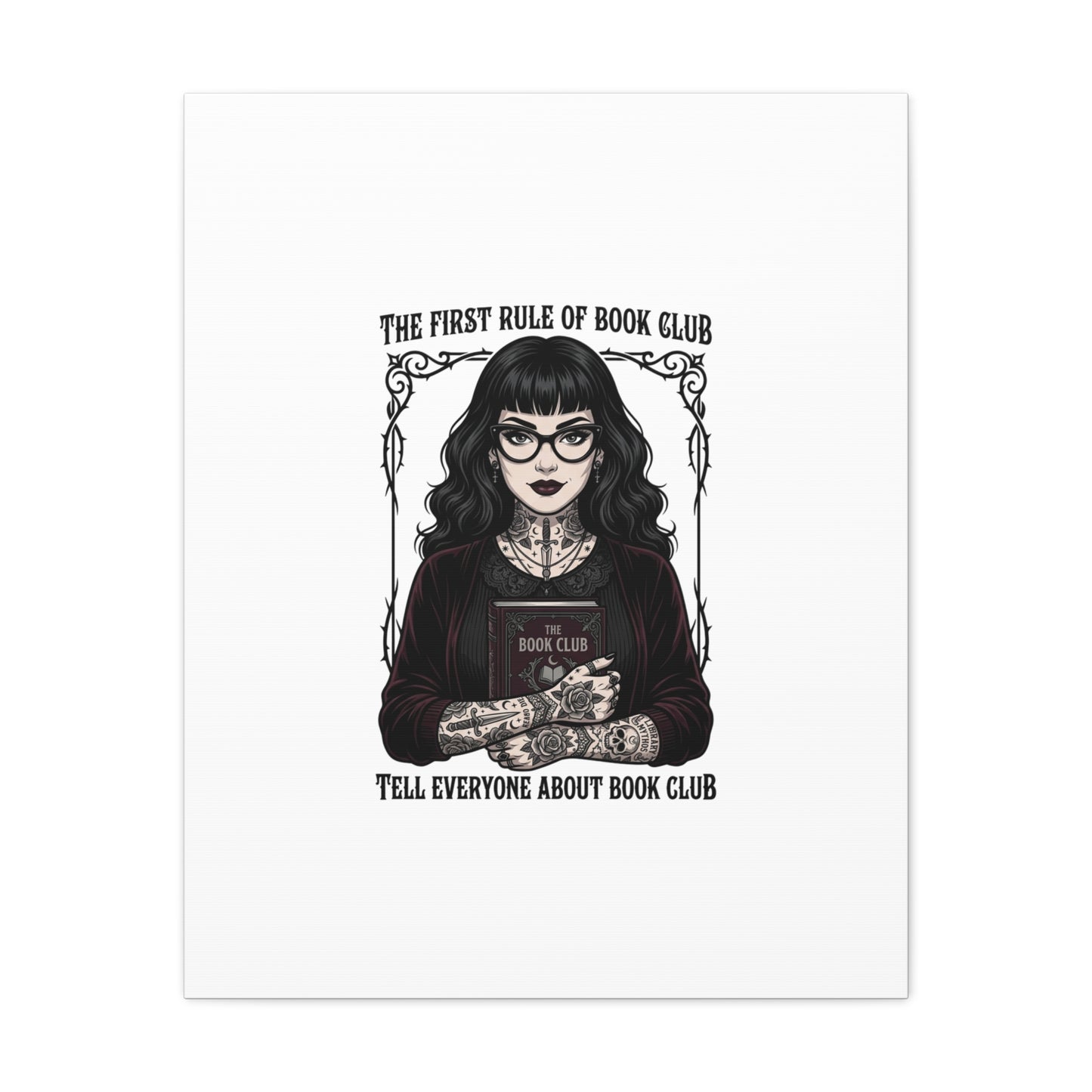 Book Club Rule Canvas | Book Lover, Dark Academia Reading Decor