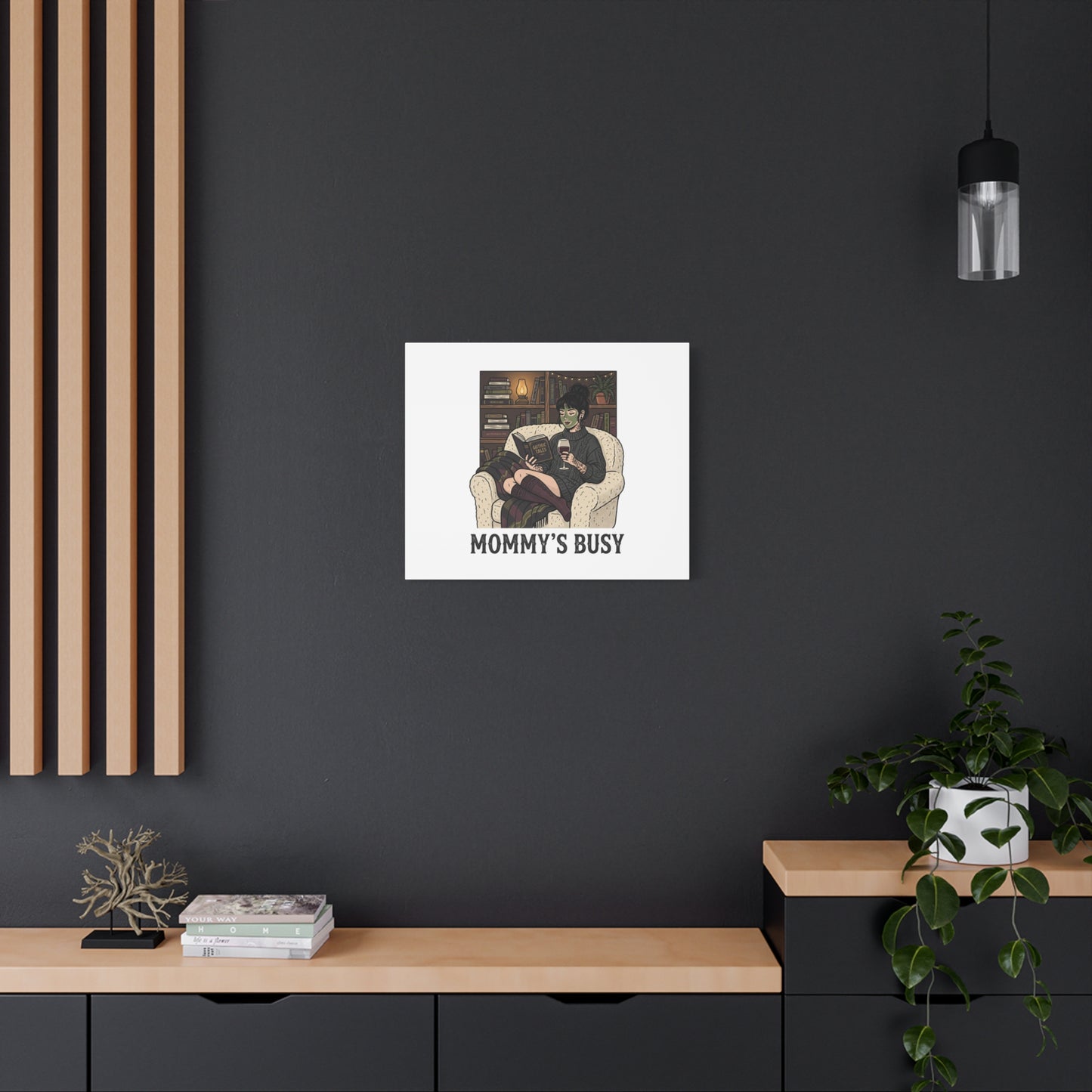 Mommy's Busy Reading Canvas, Book Lover Wall Art | Cozy Reader, Dark Academia