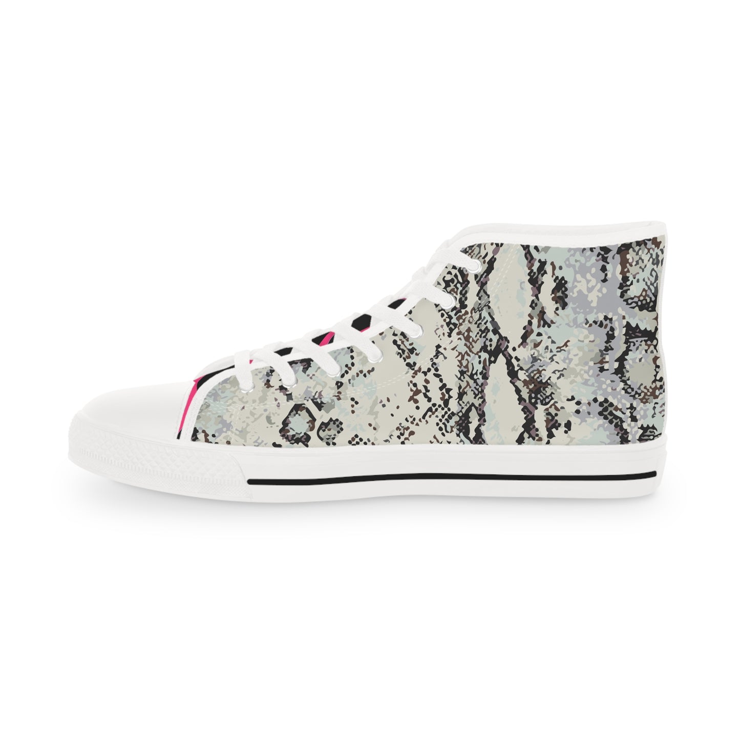 Men's Snake Print High Top Sneakers — Men's Fashion Sneakers with Blue & Pink Accents