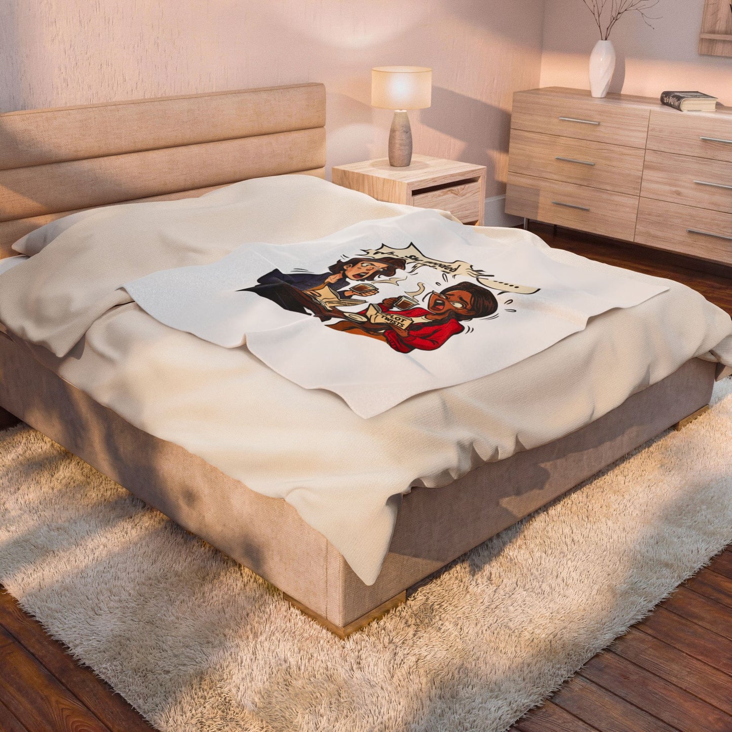 Bookish Comic Quote Velveteen Plush Blanket | Cozy Reader, Library Aesthetic