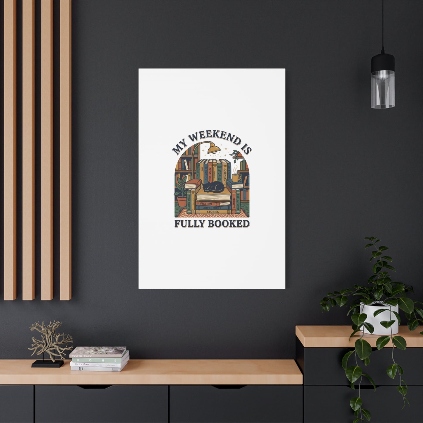 My Weekend Is Fully Booked Canvas | Book Lover, Cozy Reader Art
