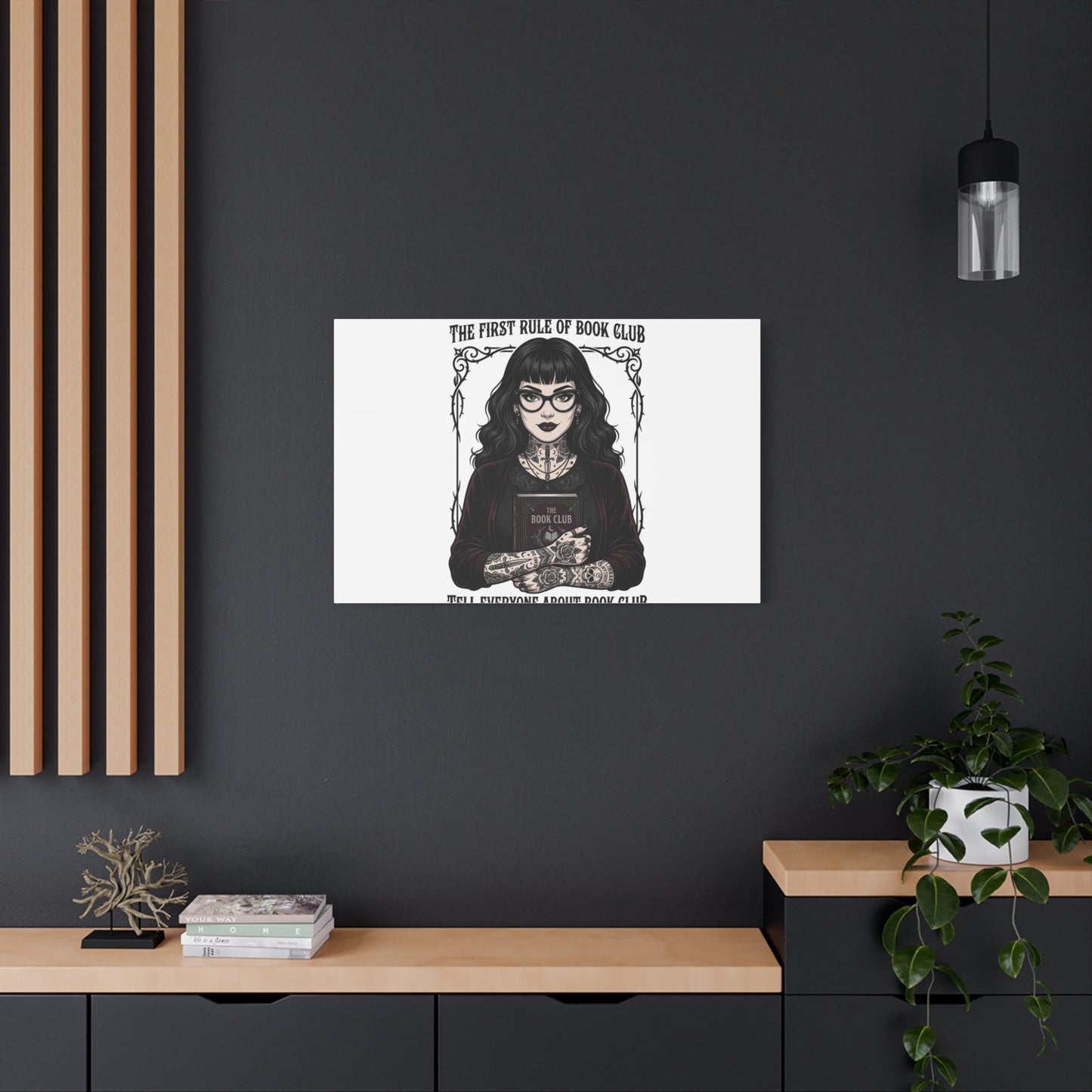 Book Club Rule Canvas | Book Lover, Dark Academia Reading Decor
