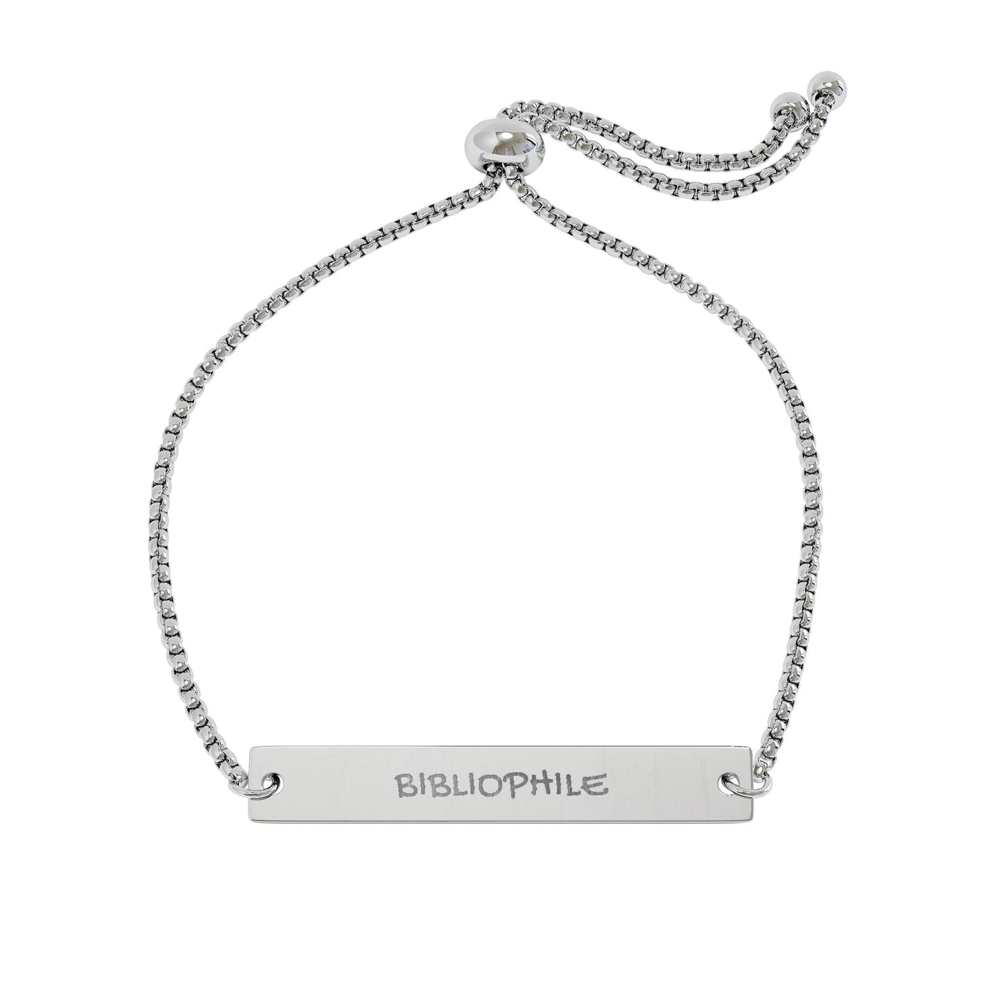 Bibliophile Bar Bracelet | Adjustable Nameplate Bracelet, Gold or Rose Gold