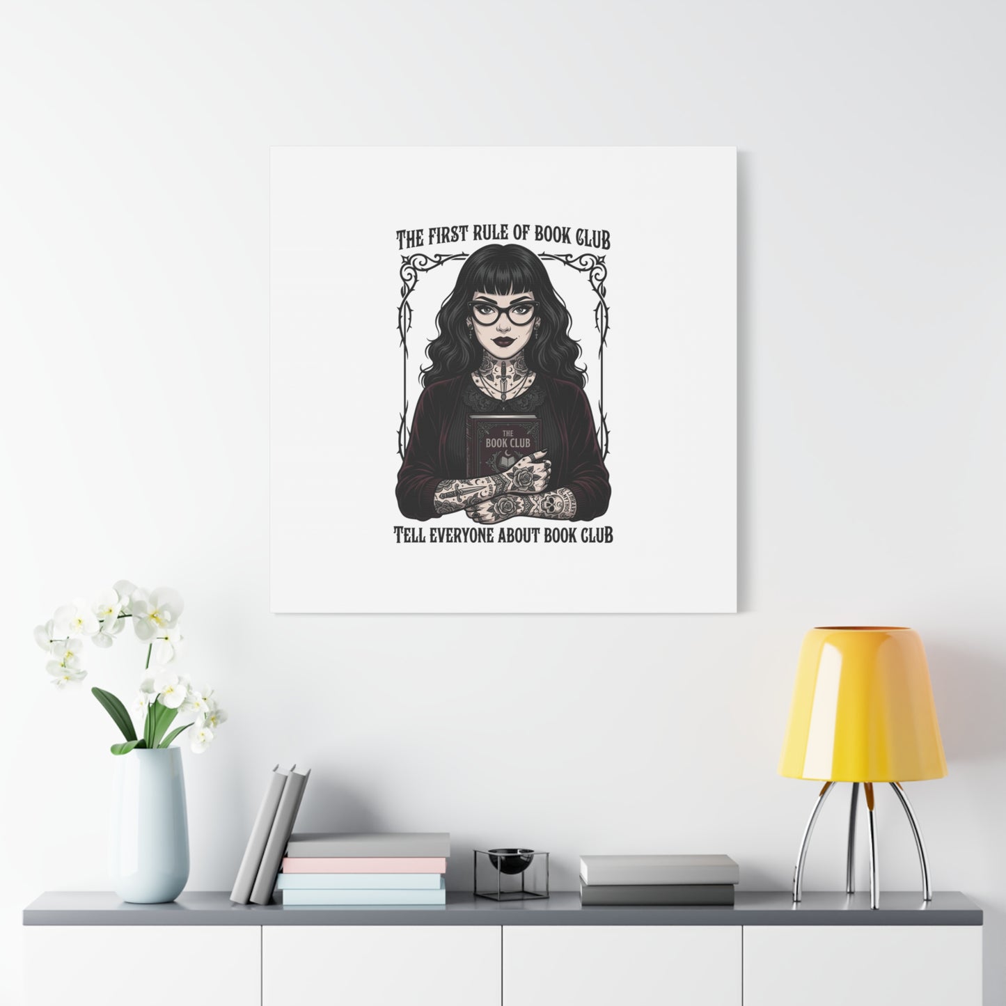 Book Club Rule Canvas | Book Lover, Dark Academia Reading Decor