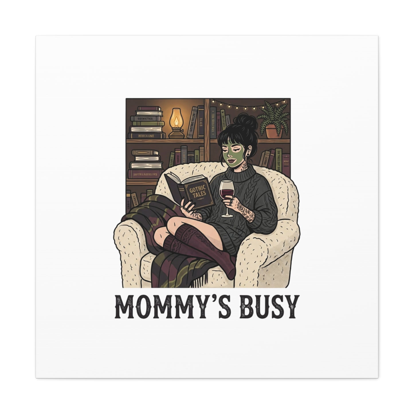 Mommy's Busy Reading Canvas, Book Lover Wall Art | Cozy Reader, Dark Academia