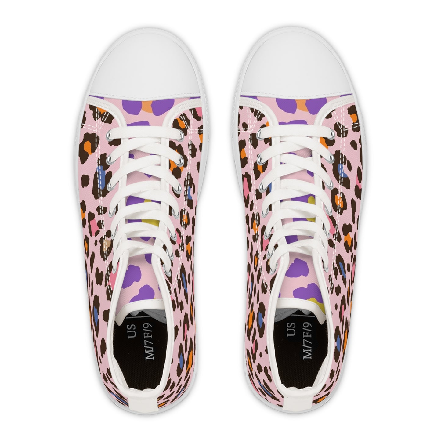 Women's Pretty In Pink High Top Sneakers — Pink Leopard Print Canvas Shoes