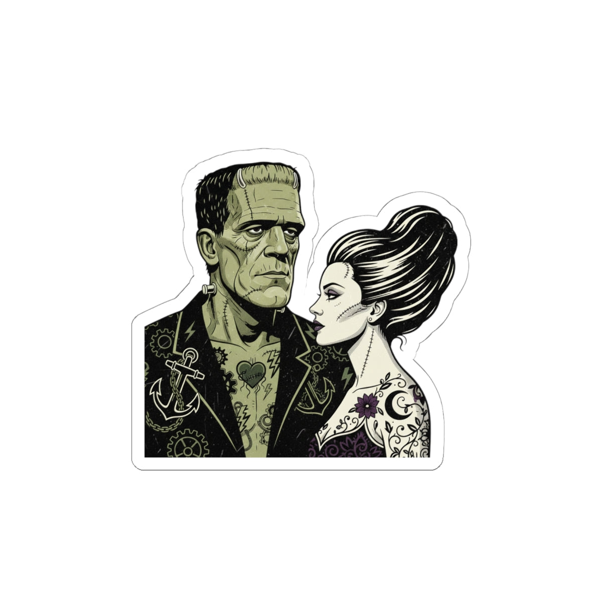 Monster Love Kiss-Cut Stickers | Grunge Revival, 90s Punk Plaid Vibe