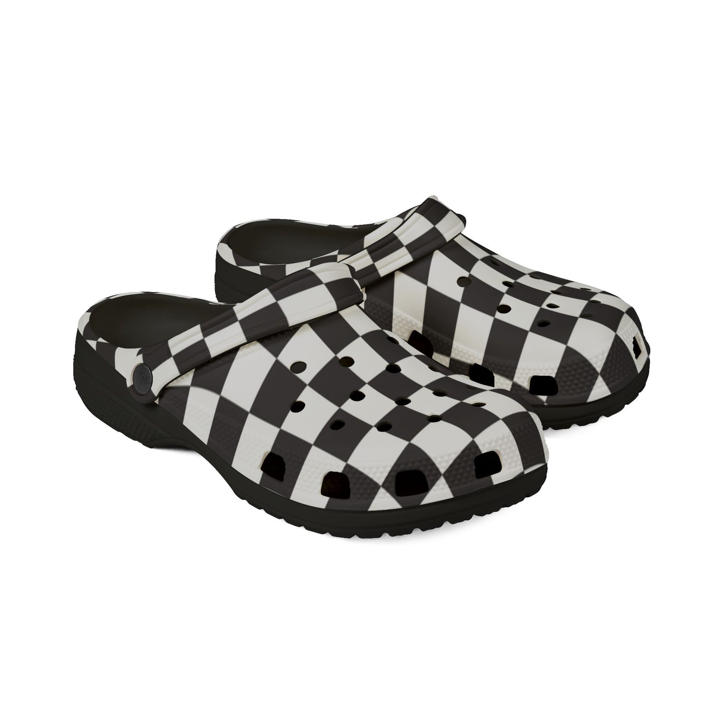 Unisex Checkerboard EVA Clogs - Black & White Slip-On Foam Shoes