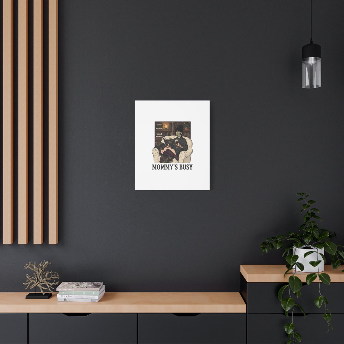 Mommy's Busy Reading Canvas, Book Lover Wall Art | Cozy Reader, Dark Academia