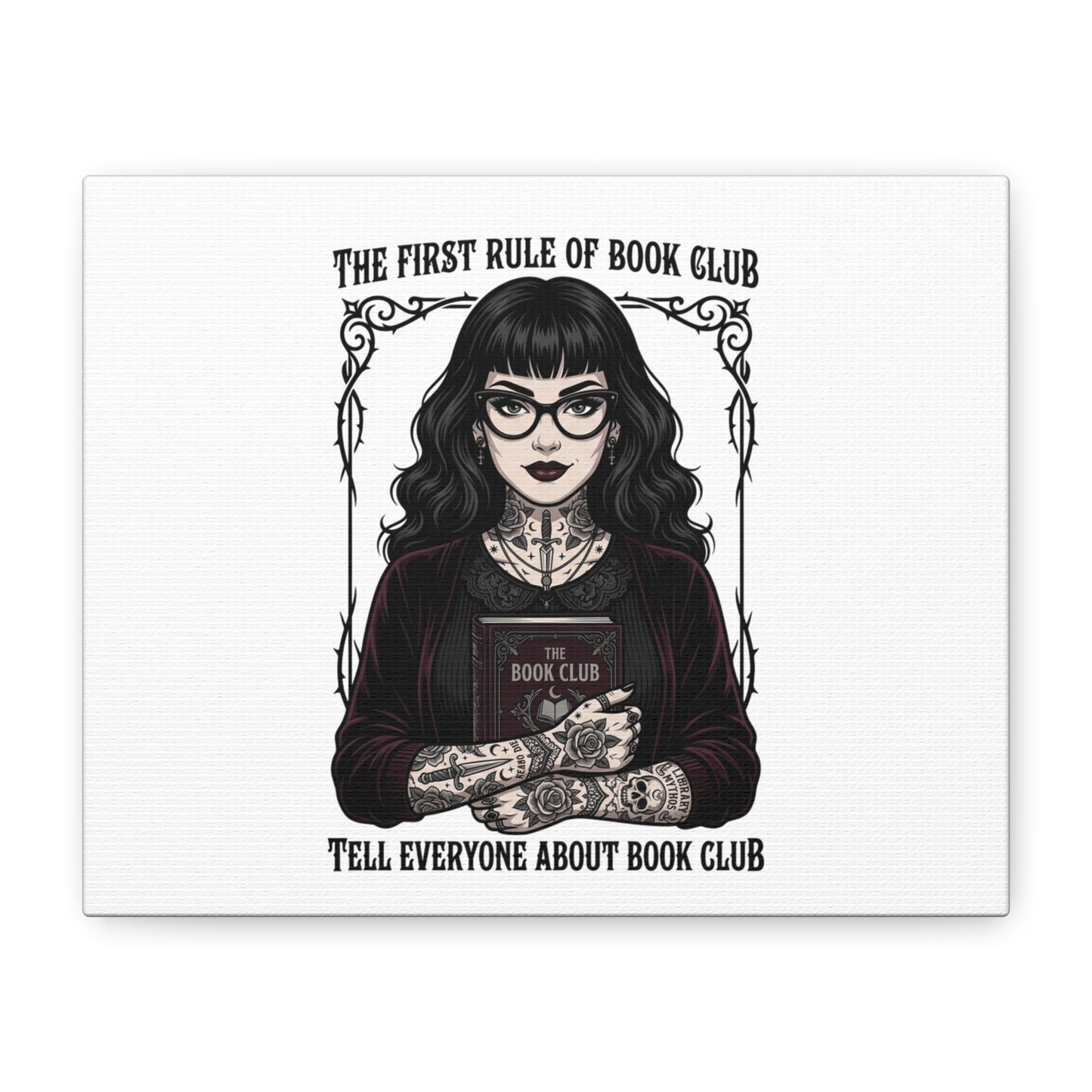 Book Club Rule Canvas | Book Lover, Dark Academia Reading Decor